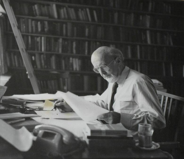 Manning Clark at work in his office. Photo: Supplied