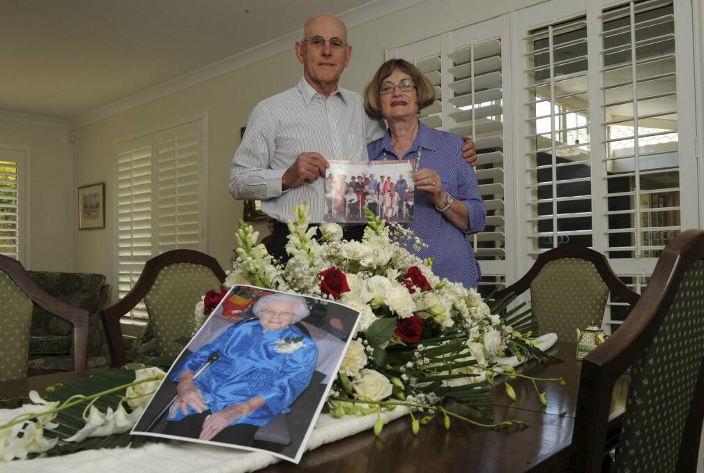 The son and daughter of recently deceased 108-year-old Gwendoline Brooks Smith, Michael Smith and Clare Reeves, at Clare's Amaroo home.  Photo: Graham Tidy