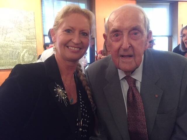 Former ACT head of planning Dorte Ekelund with Sir Lenox Hewitt at the celebrations in Sydney. Photo: Jeremy Lasek