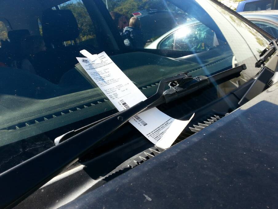 A pay parking fine given on an ACT government Anzac Day "holiday" on Monday.  Photo: Phillip Thomson