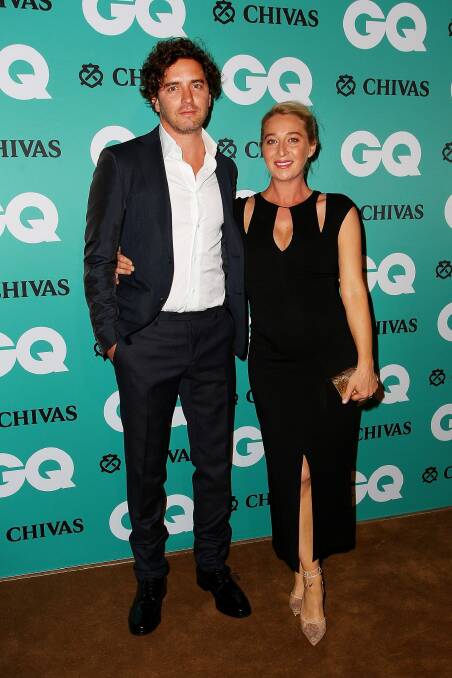 Show-stopping baby bump: Vincent Fantauzzo and Asher Keddie arrive for the GQ Men Of The Year Awards. Photo: Getty Images