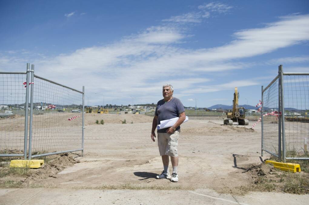 Developer Renato Cervo on the site of the proposed Coombs shopping centre last October. He is frustrated his plans keep getting rejected. Photo: Jay Cronan