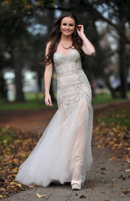 ACT's Miss World Australia entrant, 20-year-old Kate Goodwin of Forde, wearing her pageant dress.  Photo: Graham Tidy