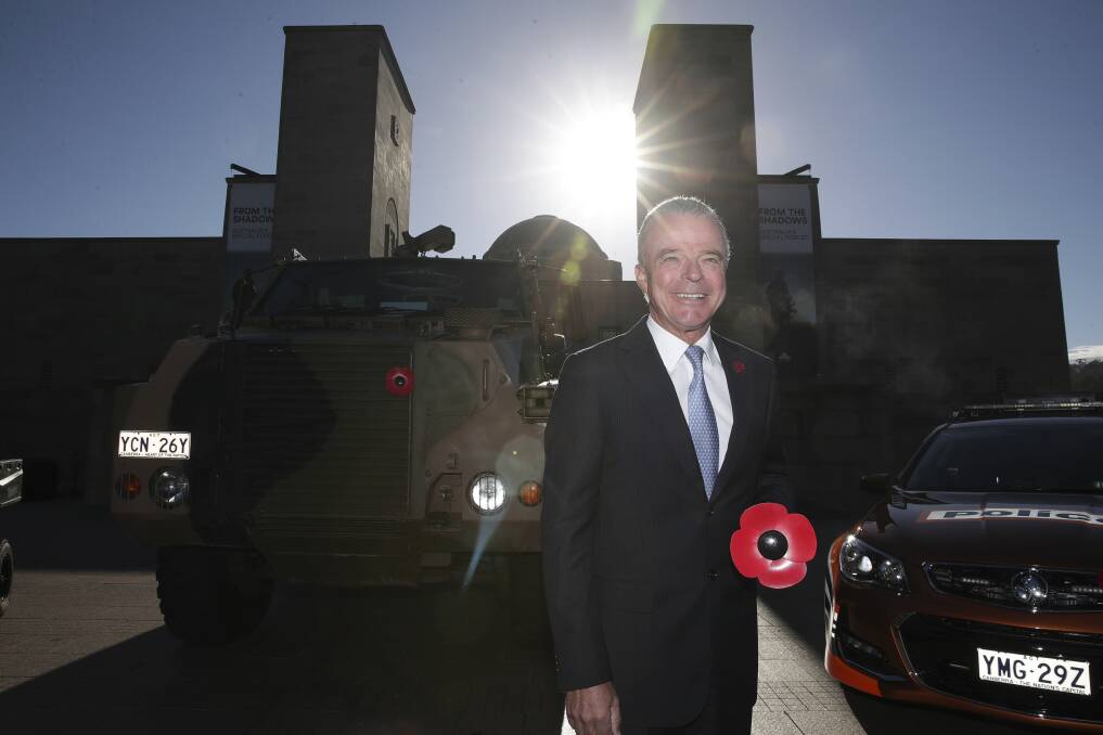 Australian War Memorial Director Dr Brendan Nelson at the launch of the "pop a poppy on your car" campaign. Photo: Alex Ellinghausen