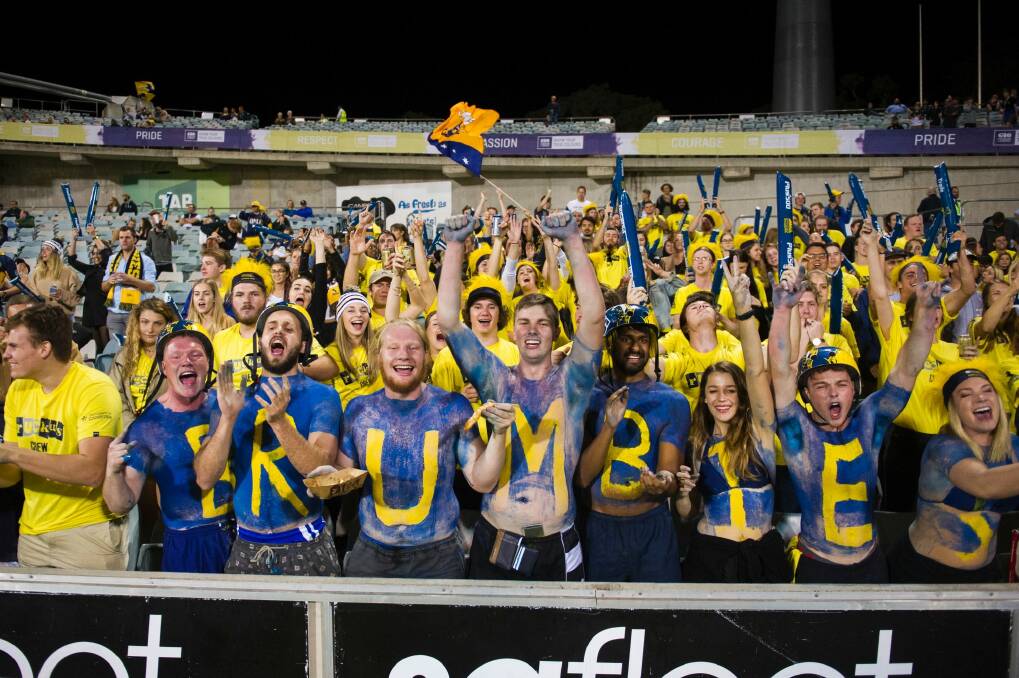 Crowd for the Brumbies round one against the Sharks at Canberra Stadium. Photo: Rohan Thomson