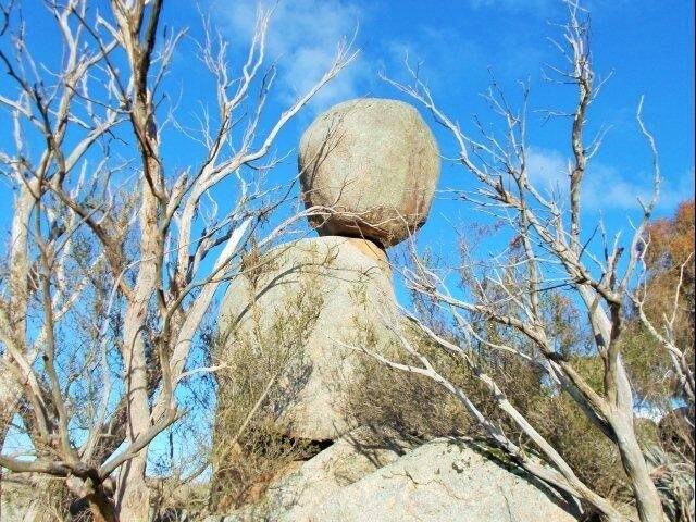 A balancing rock near Glen Innes photographed in the 1950s. Photo: Col Dalton