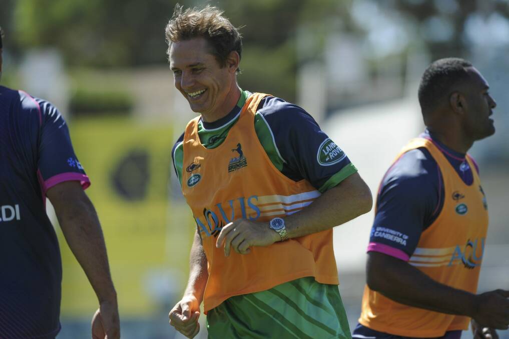 The Brumbies are continuing contract talks with Stephen Larkham despite off-field drama. Photo: Graham Tidy