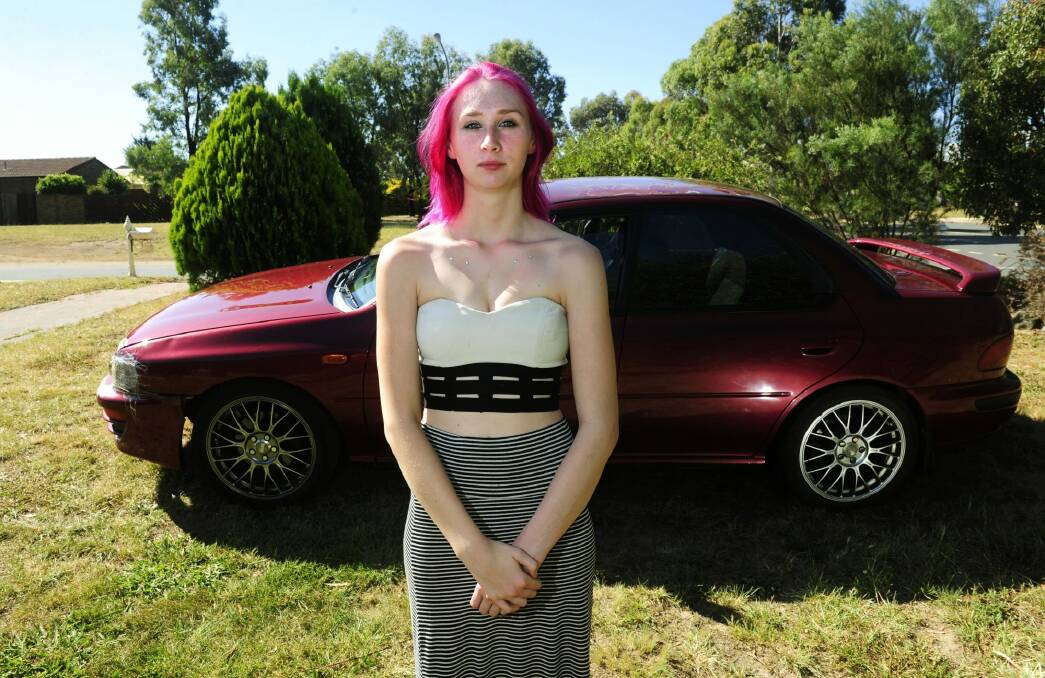 P-plater Rebecca Forrest, 17, believes her local petrol station is unfairly targeting young people by forcing them to prepay.  Photo: Melissa Adams