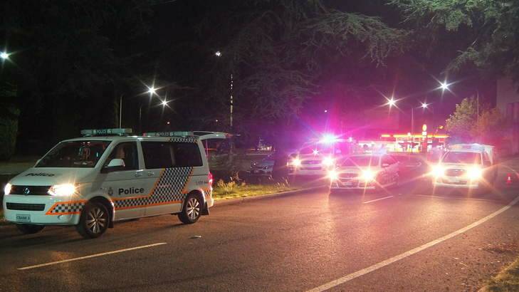 The scene of the crash on Canberra Avenue on Monday morning. Photo: John-Paul Moloney