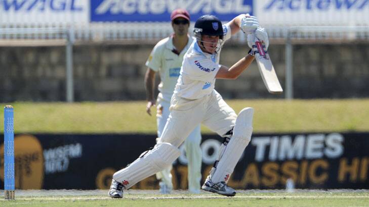 NSW batsman, Adam Zampa in action against the Queensland Bulls on day three at Manuka Oval. Photo: Graham Tidy