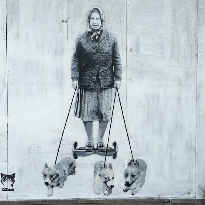 Catman's street art Her Majesty has just popped up in London laneway. Photo: Catman