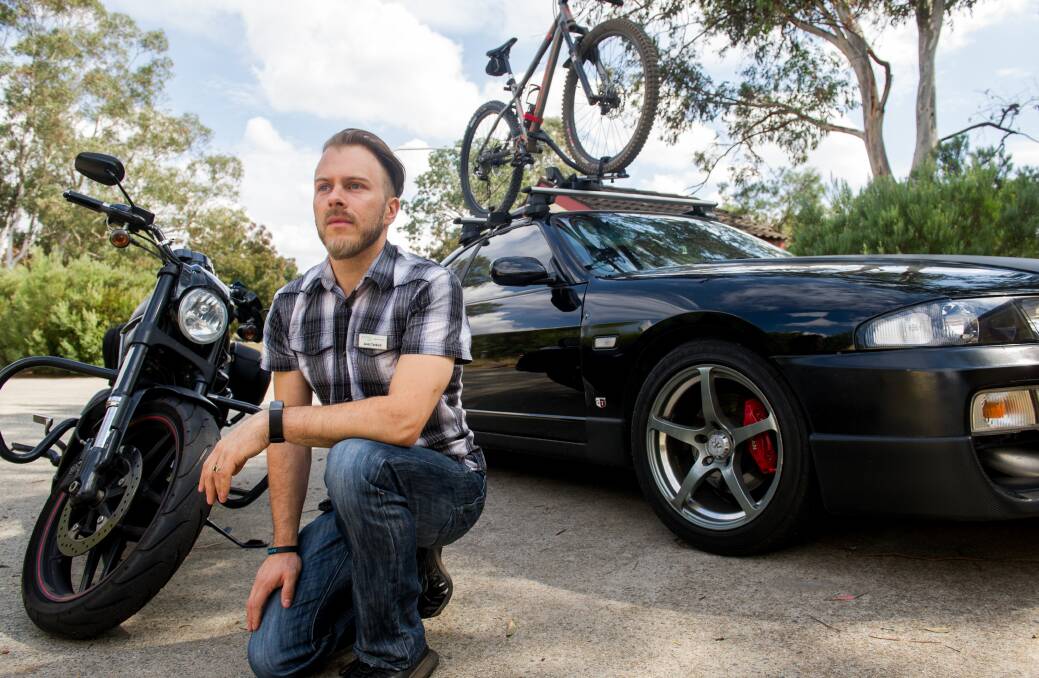 Jason Tankard, who runs Printing by Tank - Design Print Canberra and Health With Tank, has been unable to afford the second car he and his family need because of the costs involved in running one, particularly around petrol. Photo: Elesa Kurtz