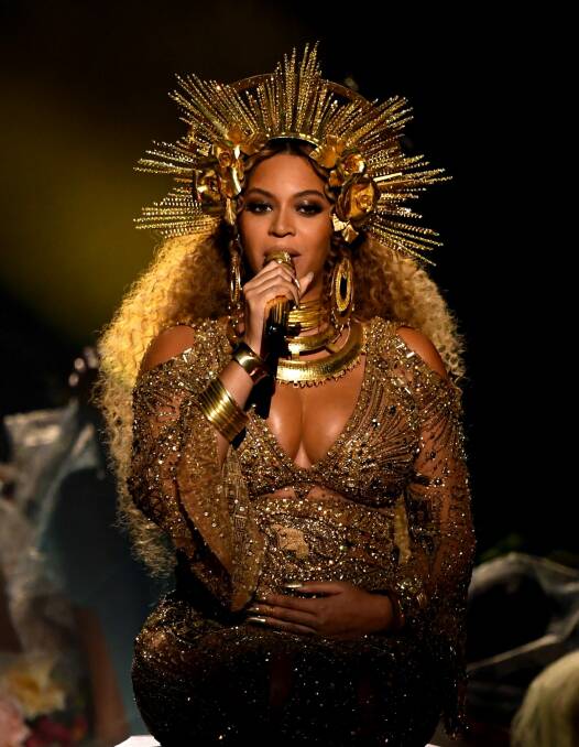 A heavily pregnant Beyonce performing at the Grammy Awards earlier this year. Photo: Getty Images