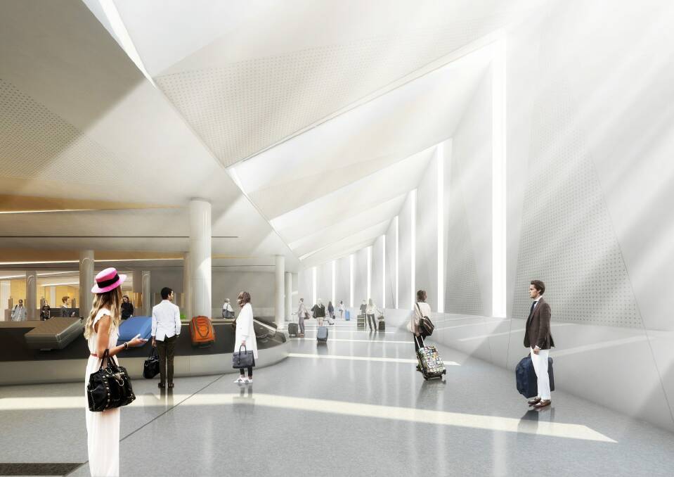 Artist impressions of the international arrivals area at Canberra Airport. Photo: Suppied