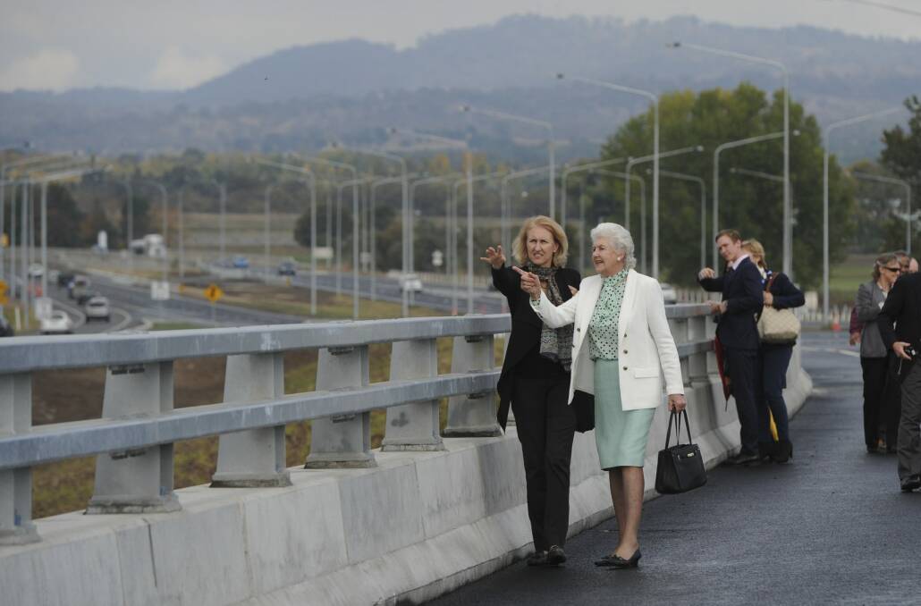 Special guest Tamie Fraser, wife of the late PM Malcolm Fraser, on the bridge named after her husband. Photo: Graham Tidy