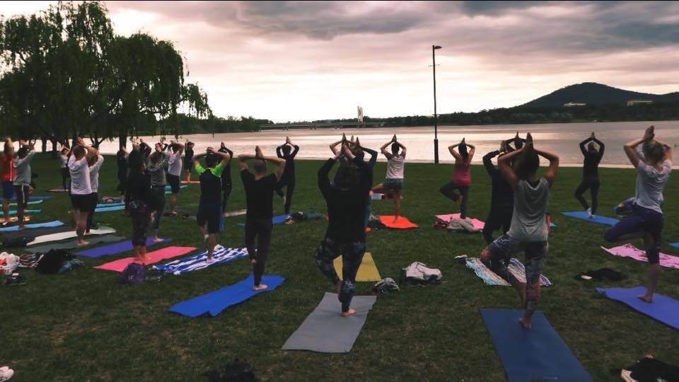 Join in yoga by the lake at Bowen Park. Photo: Supplied