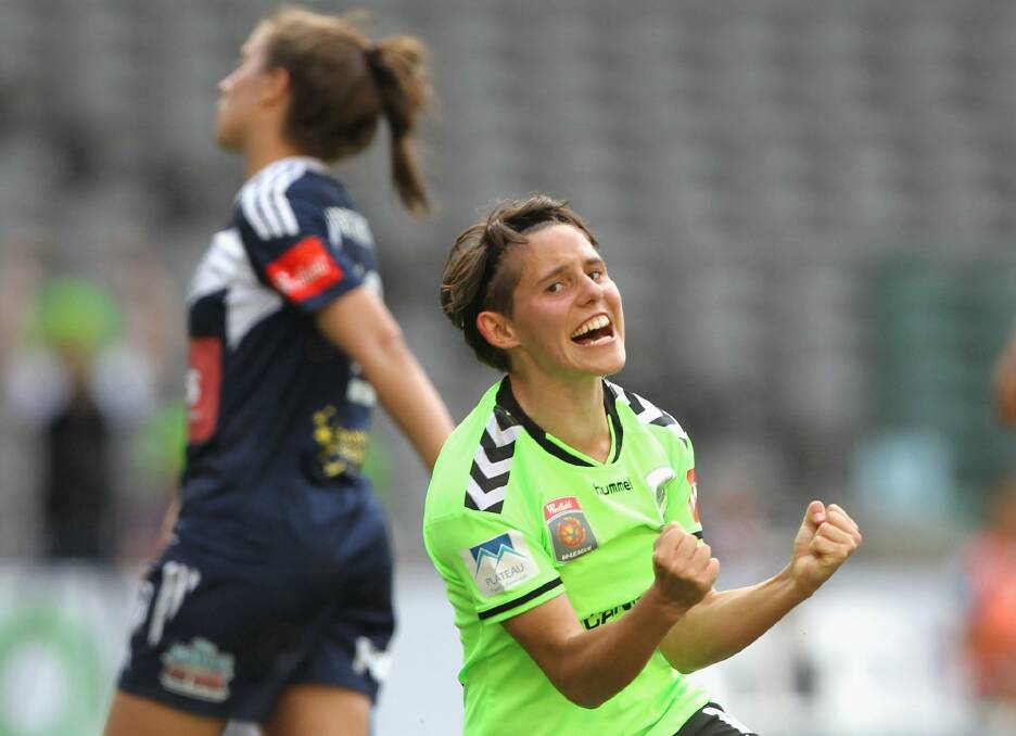 Canberra United striker Ashleigh Sykes took out the W-League's top gong, the Julie Dolan Medal. Photo: Robert Prezioso