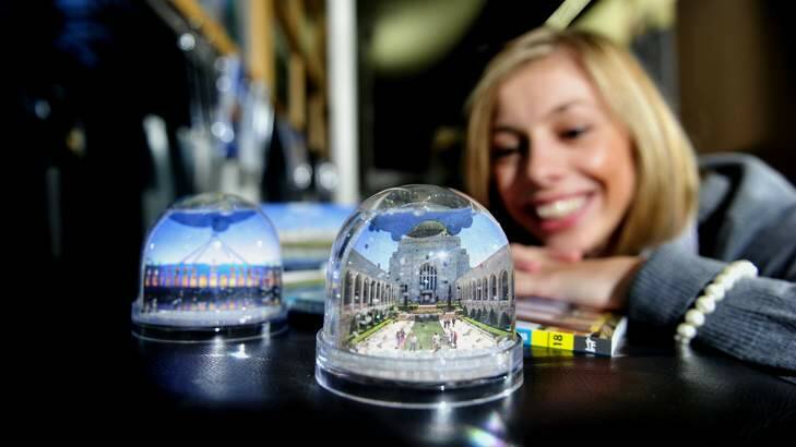 The Canberra and Region Visitors Centre, Dickson says some of its most popular souvenir items are, snow domes, hats, postcards and maps. Photo: Melissa Adams