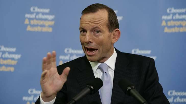 Opposition Leader Tony Abbott speaks during a press conference at Parliament House on Sunday. Photo: Alex Ellinghausen