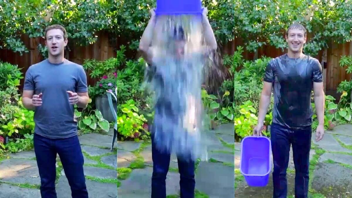 Cold comfort: The Ice Bucket Challenge, as demonstrated by Mark Zuckerberg. Photo: YouTube