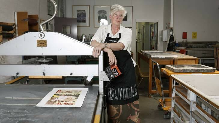 Megalo Print Studio and Gallery artistic director Alison Alder in the lithographic studio at Watson. Photo: Jeffrey Chan