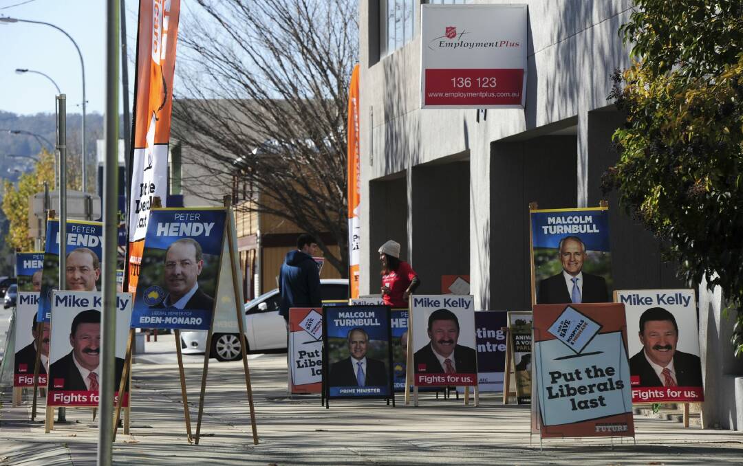 Pre-poll voting is open in Eden-Monaro, but the Australian Electoral Commission kept its booths shuttered in Gungahlin, Tuggeranong and Woden. Photo: Graham Tidy