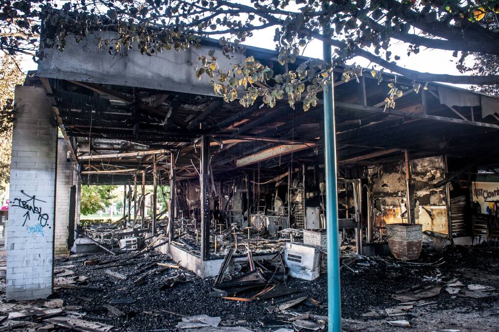 The Olive restaurant in Mawson, which was gutted by fire on Tuesday night.  Photo: Karleen Minney