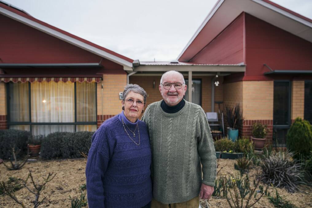 Neredah and Jim Crane outside their home at Monash Retirement Village. 

26 August 2015
Photo: Rohan Thomson
The Canberra Times Photo: Rohan Thomson