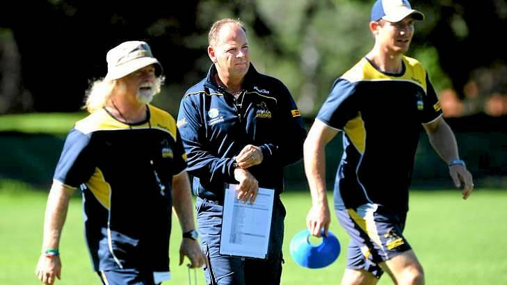 Laurie Fisher and Stephen Larkham are in line to replace Jake White at the Brumbies. Photo: Melissa Adams