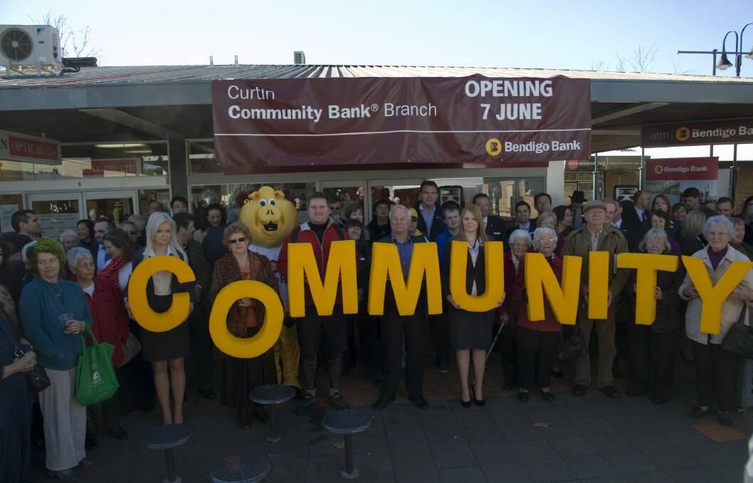 The Curtin community came together for the grand opening of its Community Bank in 2012. Photo: Elesa Kurtz