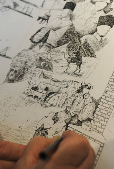 A detail from Jim Kaucz's pen and ink artwork. Photo: Graham Tidy