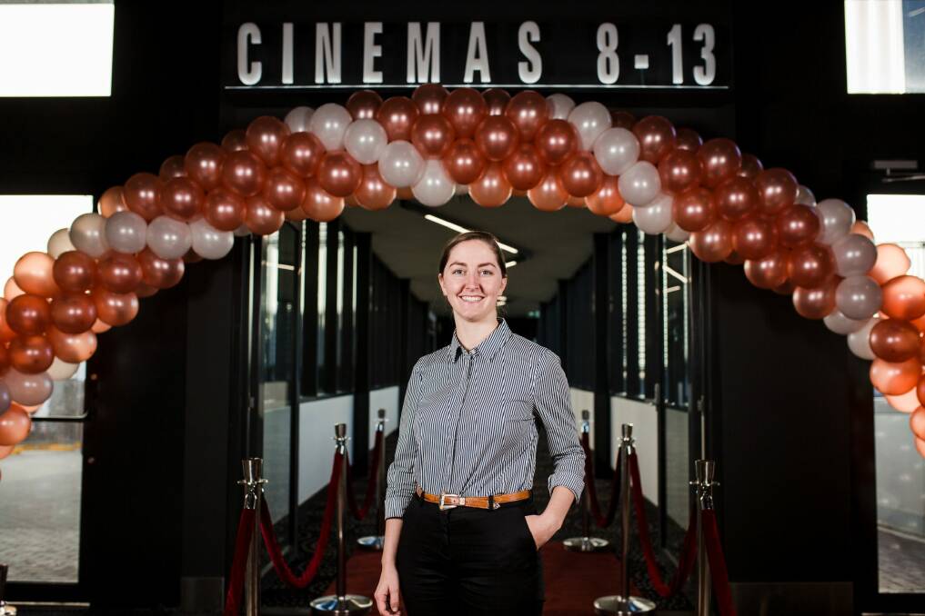 Loretta Lackner, duty manager at Dendy Cinemas Canberra, on the red carpet ahead of Wednesday's VIP opening of six new cinemas at the complex in the Canberra Centre. Cinemas 8 to 13 are new. The complex has 15 screens in total, including two premium lounge screens. Photo: Jamila Toderas