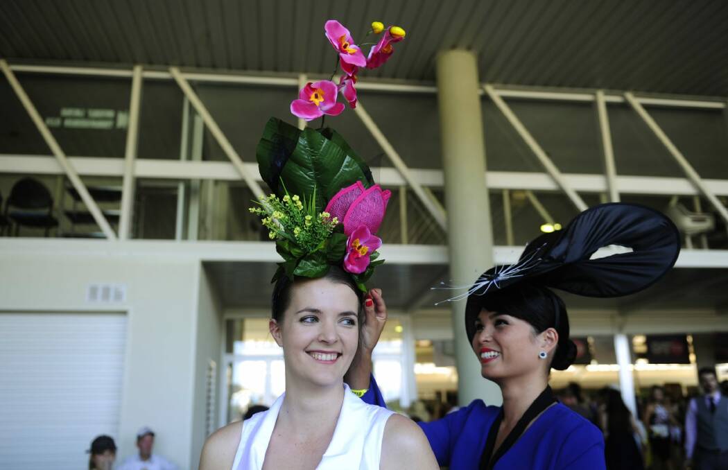 Samantha Wilkie, of Page, and Jess Adelan-Langford, of Holder, at the Black Opal Stakes day at Thoroughbred Park. Photo: Melissa Adams