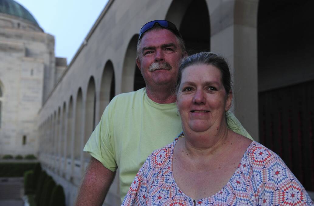 Ian and Karen Townsend travelled from Brisbane to visit the Australian War Memorial. Photo: Graham Tidy