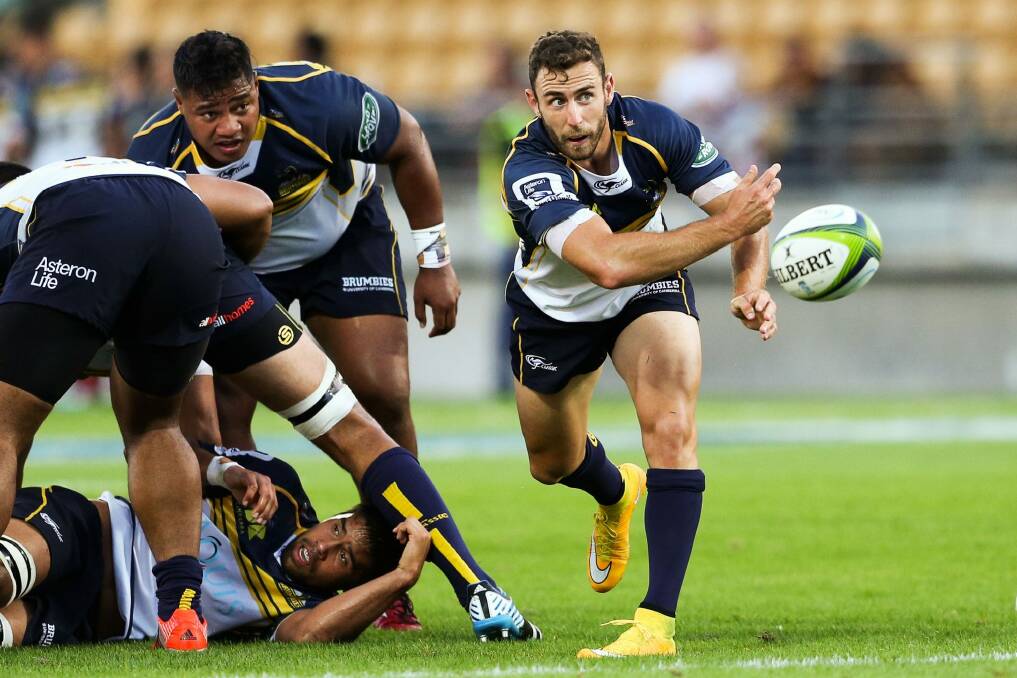Nic White of the Brumbies passes in Friday's loss to the Chiefs. Photo: Getty Images