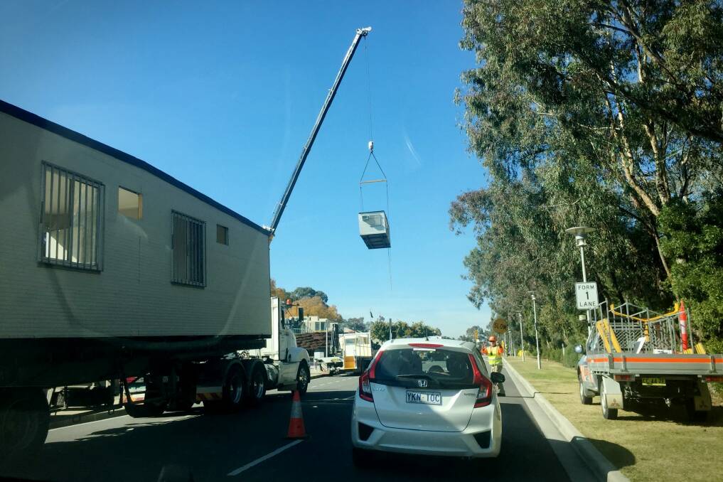 Traffic is stopped for building works at Parliament House on Wednesday. Photo: Andrew Meares