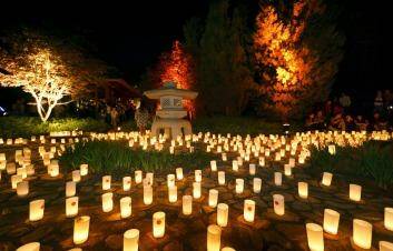All lit up: Candles glow at last year's Canberra Nara Candle Festival. Photo: Supplied