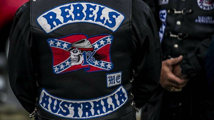 Reece, who police say is a Rebels member, is facing charges in the ACT Magistrates Court of assault, aggravated robbery and threatening to kill. Photo: Rohan Thomson