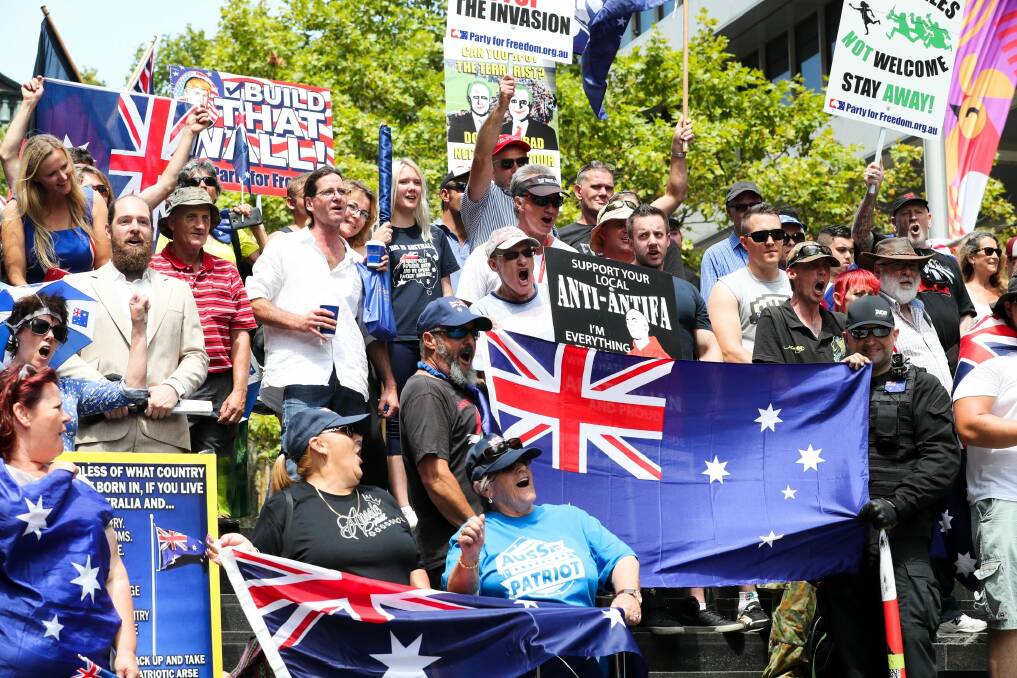 Protesters at a Reclaim Australia Rally in Martin Place, Sydney.  Photo: Janie Barrett