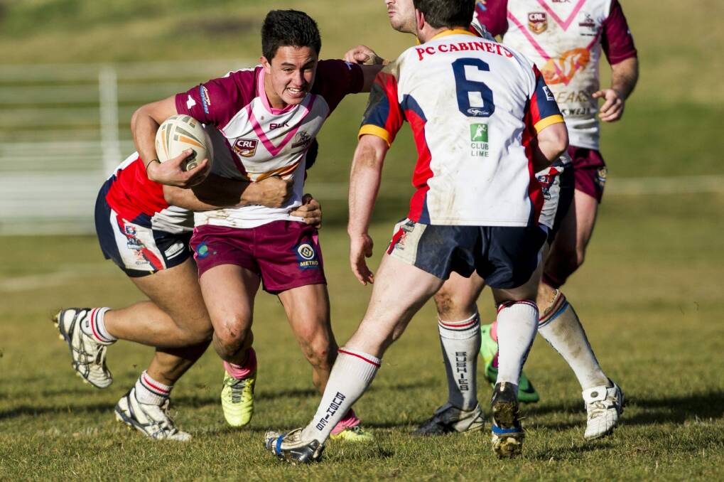 Thomas Cronan, pictured playing for the Queanbeyan Kangaroos in 2014, will play for the Canberra Raiders in the Auckland Nines this weekend. Photo: Jay Cronan