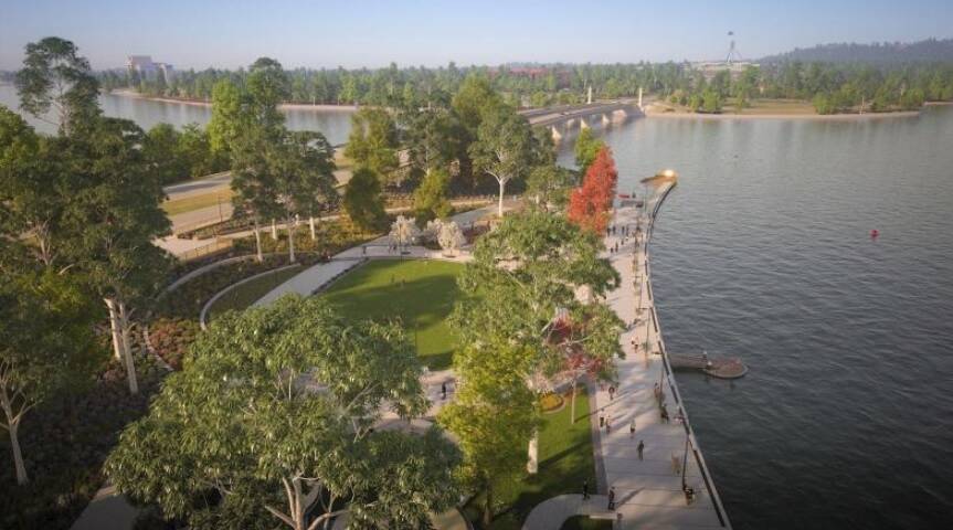 An artist's impression of Henry Rolland Park, part of the ACT government's redevelopment of West Basin. Photo: Supplied