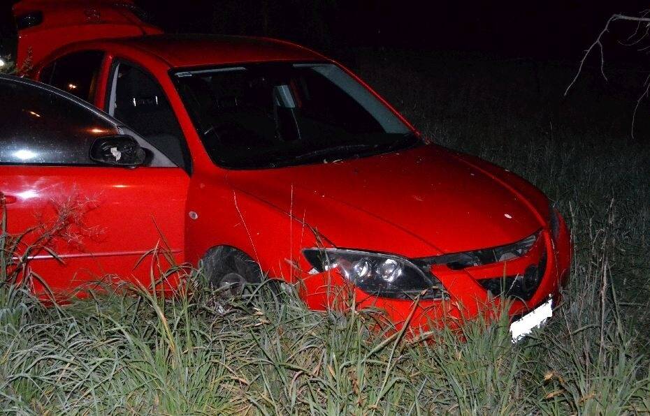 Police are searching for a man who crashed a stolen car in Pialligo early Saturday morning. Photo: Supplied