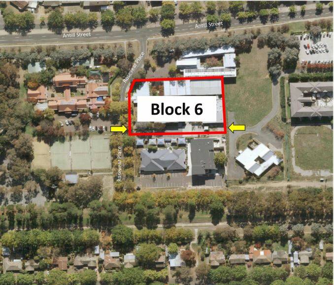 Work will soon start on the demolition of Block 6 at Dickson 72, pictured above Photo: ACT government