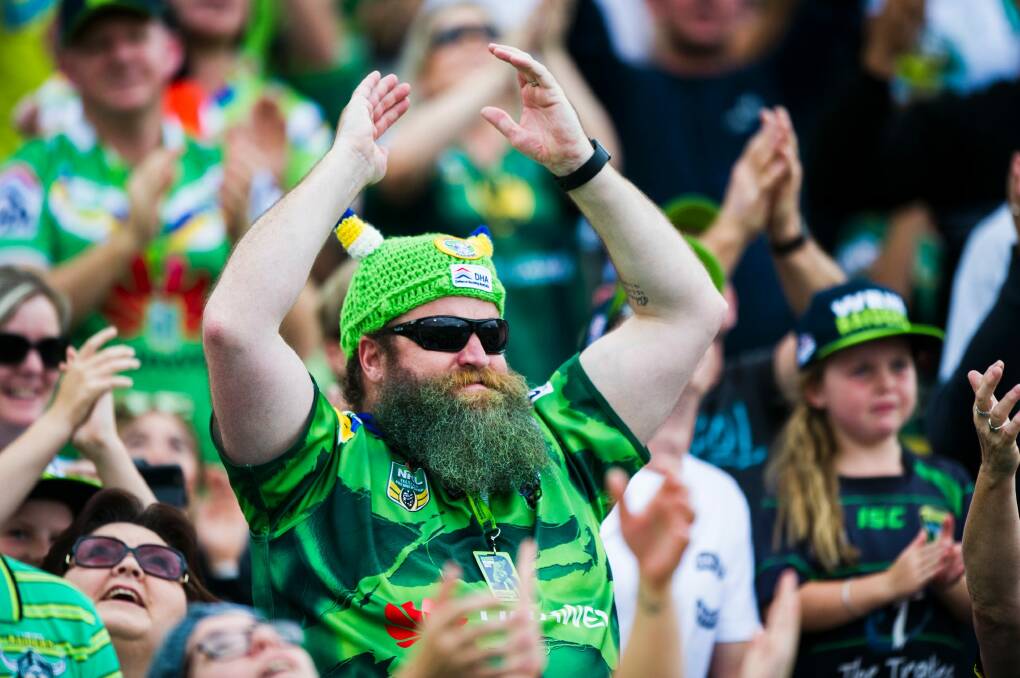 Canberra Raiders v Wests Tigers at Canberra Stadium. Generic Viking Clap raiders fans Crowd GIO Photo: Rohan Thomson