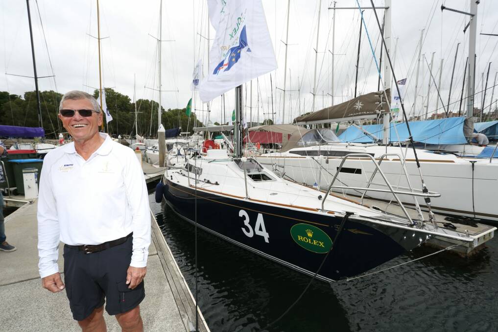 Smiling: Shane Kearns, with his yacht Komatsu Azzuro, is feeling confident about this year's Sydney to Hobart. Photo: Kirk Gilmour