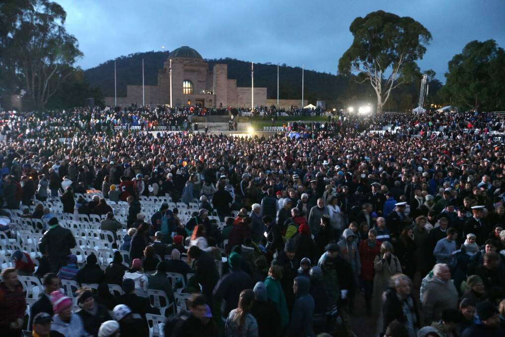 Crowds at last year's Anzac Day dawn service at the Australian War Memorial.  Photo: Alex Ellinghausen