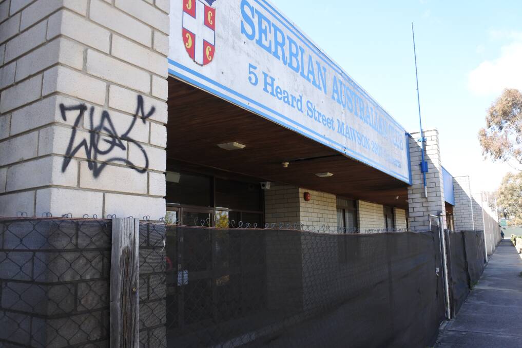 A development application has been lodged to demolish the Serbian Club in Mawson.  Photo: Stephen Jeffery