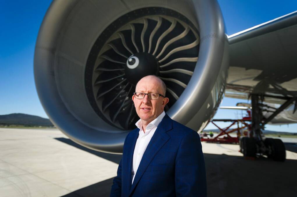 Airport Chief Stephen Byron is worried about flight reductions and cancellations from Sydney.  Photo: Dion Georgopoulos
