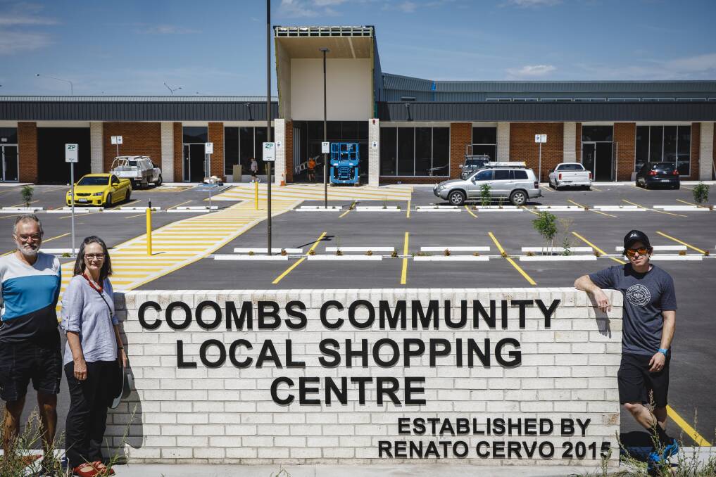 John Hutchison, Alison Hutchison, and Damian Breach feel that the Coombs community's need for a supermarket has not been adequately addressed by the ACT government. Photo: Sitthixay Ditthavong