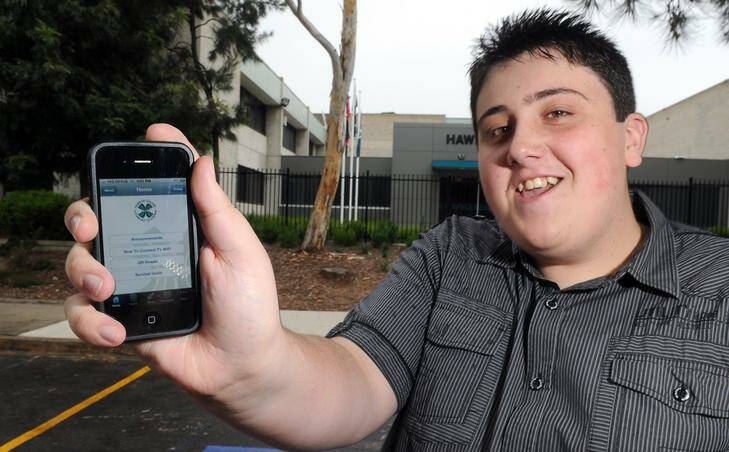 Hawker College student Josh Luongo has developed an iPhone app for the college which may be available soon on iTunes. Photo: Gary Schafer